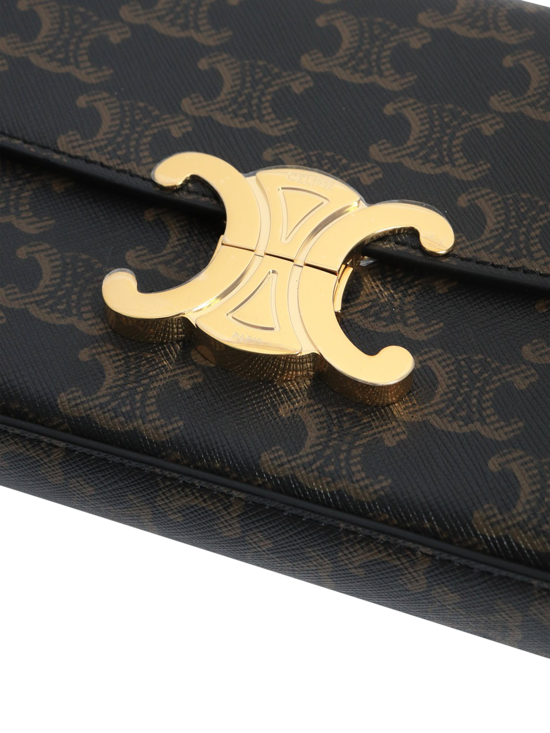 Product image 6 of 9, which shows Pre-loved CELINE Triomphe Gold Hardware Shoulder Bag, Brown