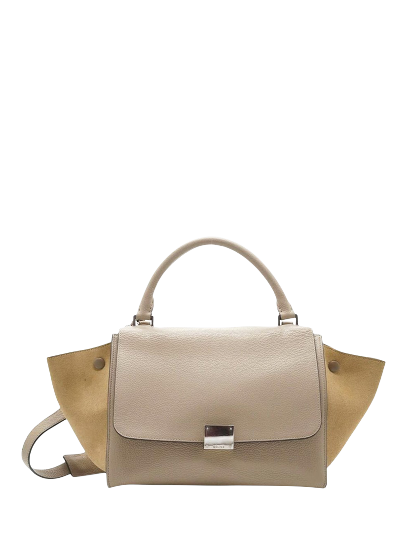 Product image 1 of 10, which shows Pre-loved CELINE Trapeze Leather and Suede 2-Way Bag, Neutral