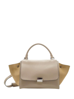 Pre-loved CELINE Trapeze Leather and Suede 2-Way Bag, Neutral, Neutral