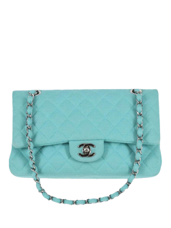 Pre-loved CHANEL 2016 Medium Classic Double Flap Shoulder Bag, Light Teal, Light Teal