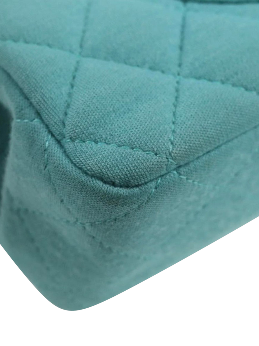 Product image 7 of 10, which shows Pre-loved CHANEL 2016 Medium Classic Double Flap Shoulder Bag, Light Teal