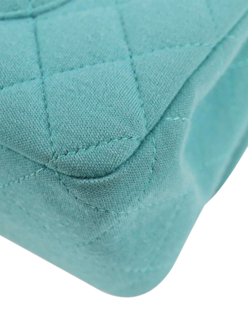 Product image 8 of 10, which shows Pre-loved CHANEL 2016 Medium Classic Double Flap Shoulder Bag, Light Teal