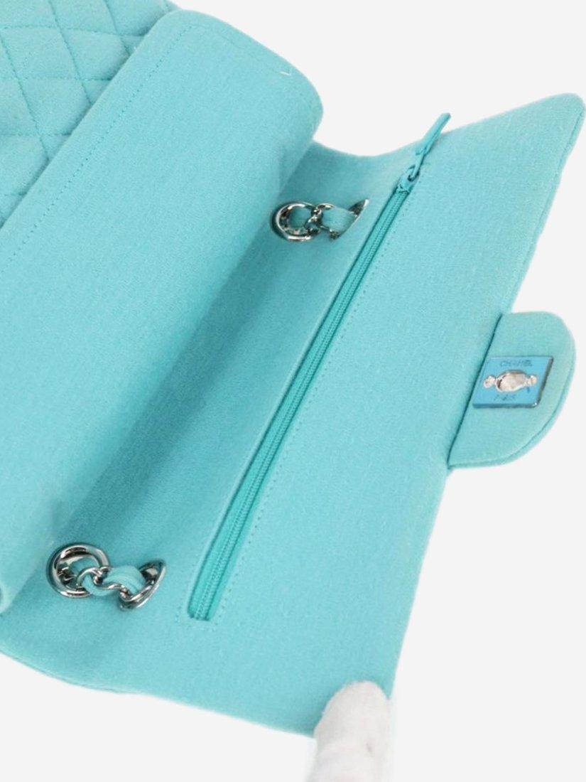 Product image 10 of 10, which shows Pre-loved CHANEL 2016 Medium Classic Double Flap Shoulder Bag, Light Teal