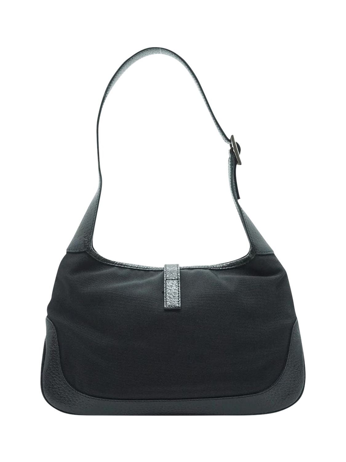 Product image 3 of 10, which shows Pre-loved GUCCI Mini Jackie Canvas and Leather Bag, Black