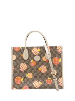 Pre-loved GUCCI Les Pommes GG Supreme 2-Way Tote Bag, Brown/Multi, Brown/Multi