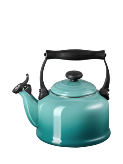 Le Creuset Traditional Stovetop Whistling Kettle, 2.1L, Bleu Riviera, Bleu Riviera