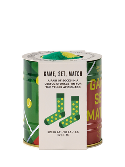 Gentlemen's Hardware Tennis Socks in a Tin, Green,yellow