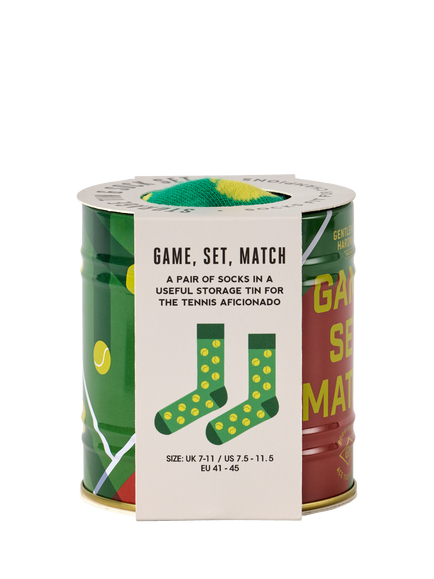Gentlemen's Hardware Tennis Socks in a Tin, Green,yellow