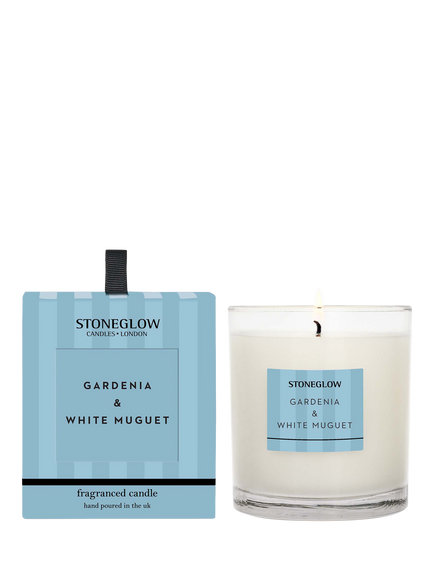 Stoneglow Modern Classic Gardenia & White Muguet Scented Candle, 200g, Blue