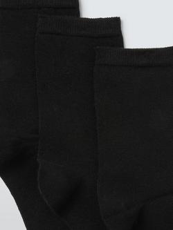 John Lewis Ankle Socks, Pack of 3, Black - view 2, Black
