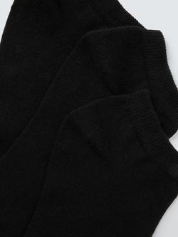 John Lewis Trainer Socks, Pack of 3, Black - view 2, Black