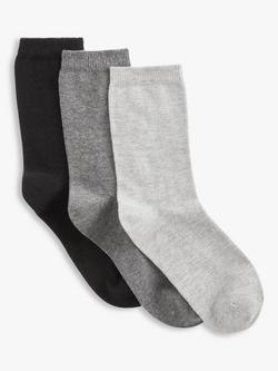 John Lewis Organic Cotton Mix Ankle Socks, Pack of 3, Black/Multi, Black/Multi