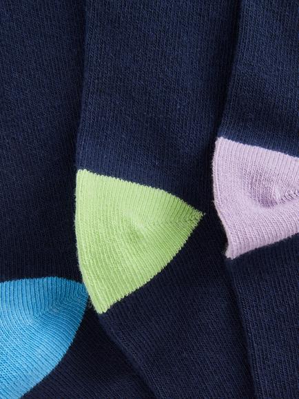 John Lewis Heel and Toe Organic Cotton Rich Blend Socks, Pack of 3, Navy - view 2, Navy