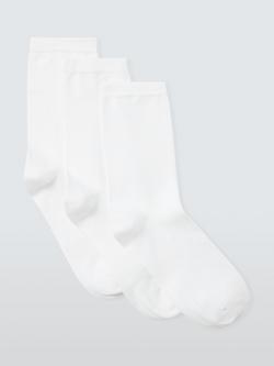 John Lewis Ankle Socks, Pack of 3, White, White