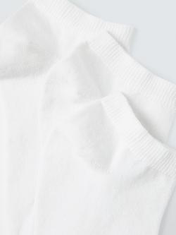 John Lewis Trainer Socks, Pack of 3, White - view 2, White