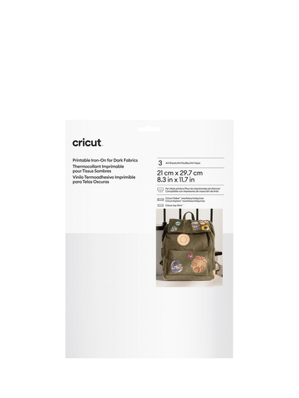 Cricut™ Printable Iron-On For Dark Fabrics, A4, Pack of 3, Multi