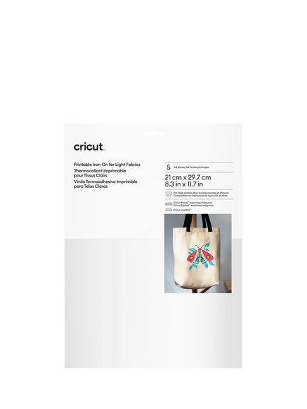 Cricut® Printable Iron-On For Light Fabrics, A4, Pack of 5, Multi