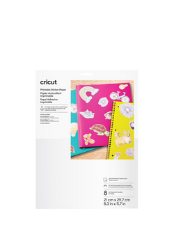 Cricut® Printable Sticker Paper, A4, White, Pack of 8, White
