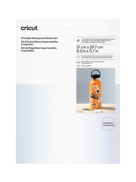 Cricut® Printable Waterproof Sticker Set, A4, Transparent