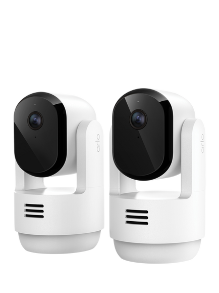 Arlo Essential 3 Indoor Smart Security System with Two 2K Pan-Tilt Cameras, White, White