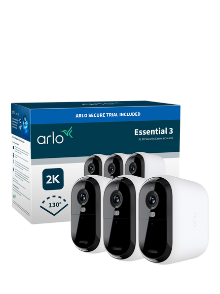 Arlo Essential 3 XL Outdoor Smart Security System with Three 2K Cameras, White - view 2, White