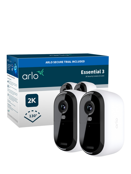 Arlo Essential 3 Outdoor Smart Security System with Two 2K Cameras, White - view 2, White