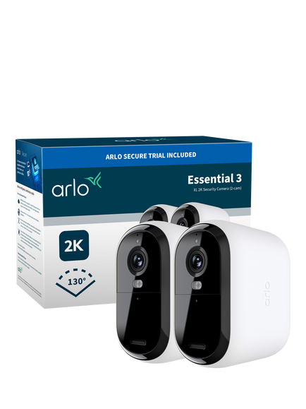 Arlo Essential 3 XL Outdoor Smart Security System with Two 2K Cameras, White - view 2, White