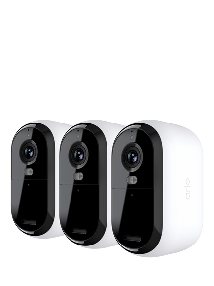 Arlo Essential 3 Outdoor Smart Security System with Three 2K Cameras, White, White