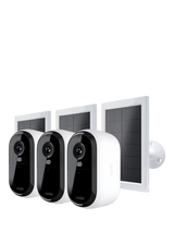 Arlo Essential 3 Outdoor Wireless Smart Security System with Three 2K Cameras & Solar Panels, White