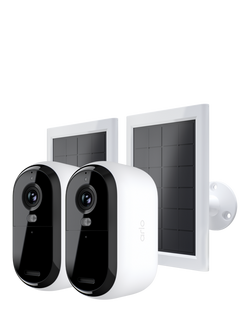 Arlo Essential 3 Outdoor Wireless Smart Security System with Two 2K Cameras & Solar Panels, White, White