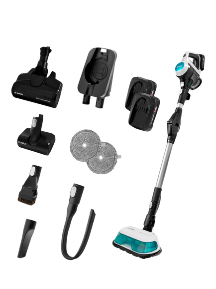 Bosch Unlimited 7 Aqua Dual Battery Cordless Vacuum & Mop, White, White