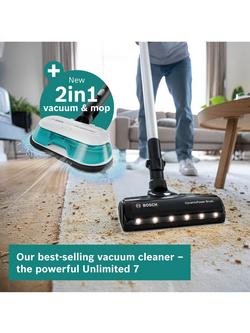 Bosch Unlimited 7 Aqua Dual Battery Cordless Vacuum & Mop, White - view 2, White