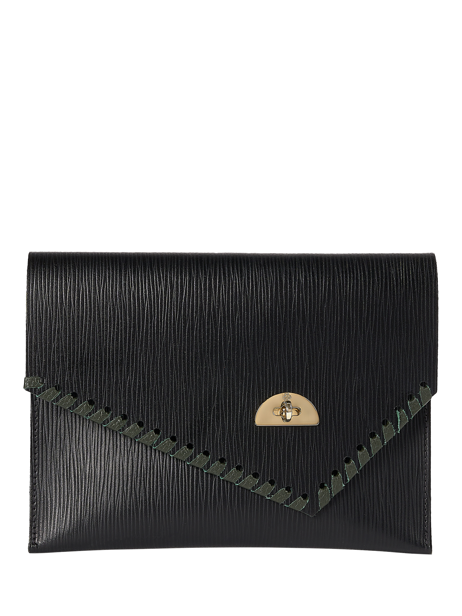 Product image 1 of 6, which shows Cambridge Satchel Wicked Leather Twist Lock Pouch, Elphaba Black