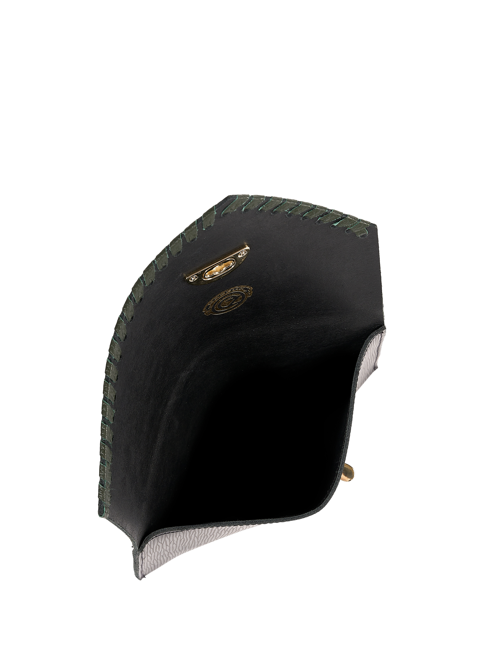 Product image 5 of 6, which shows Cambridge Satchel Wicked Leather Twist Lock Pouch, Elphaba Black