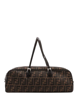 Pre-loved Fendi Zucchino Canvas and Leather Canvas Bag, Brown, Brown