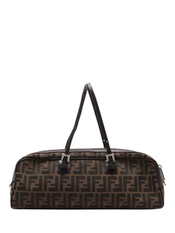 Pre-loved Fendi Zucchino Canvas and Leather Canvas Bag, Brown - view 2, Brown