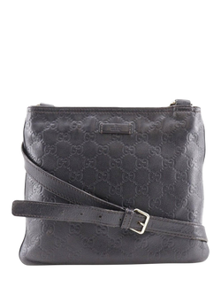 Pre-loved GUCCI GG Leather Crossbody Bag, Black, Black