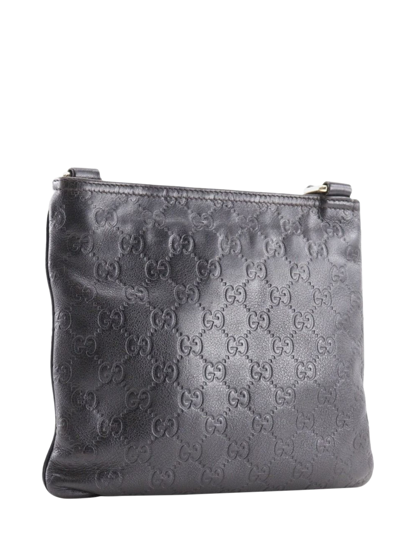 Product image 4 of 10, which shows Pre-loved GUCCI GG Leather Crossbody Bag, Black