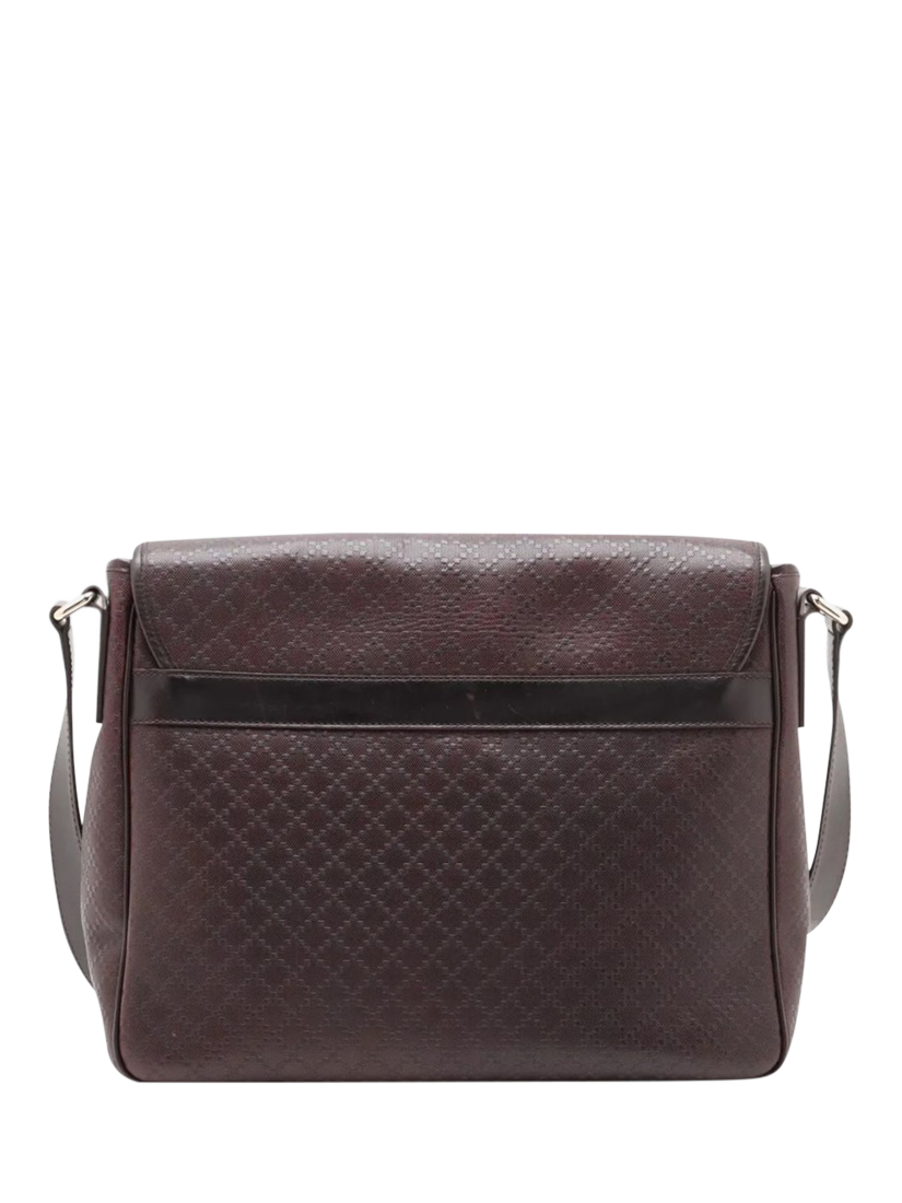 Product image 2 of 10, which shows Pre-loved GUCCI Diamante Leather Messenger Bag, Brown