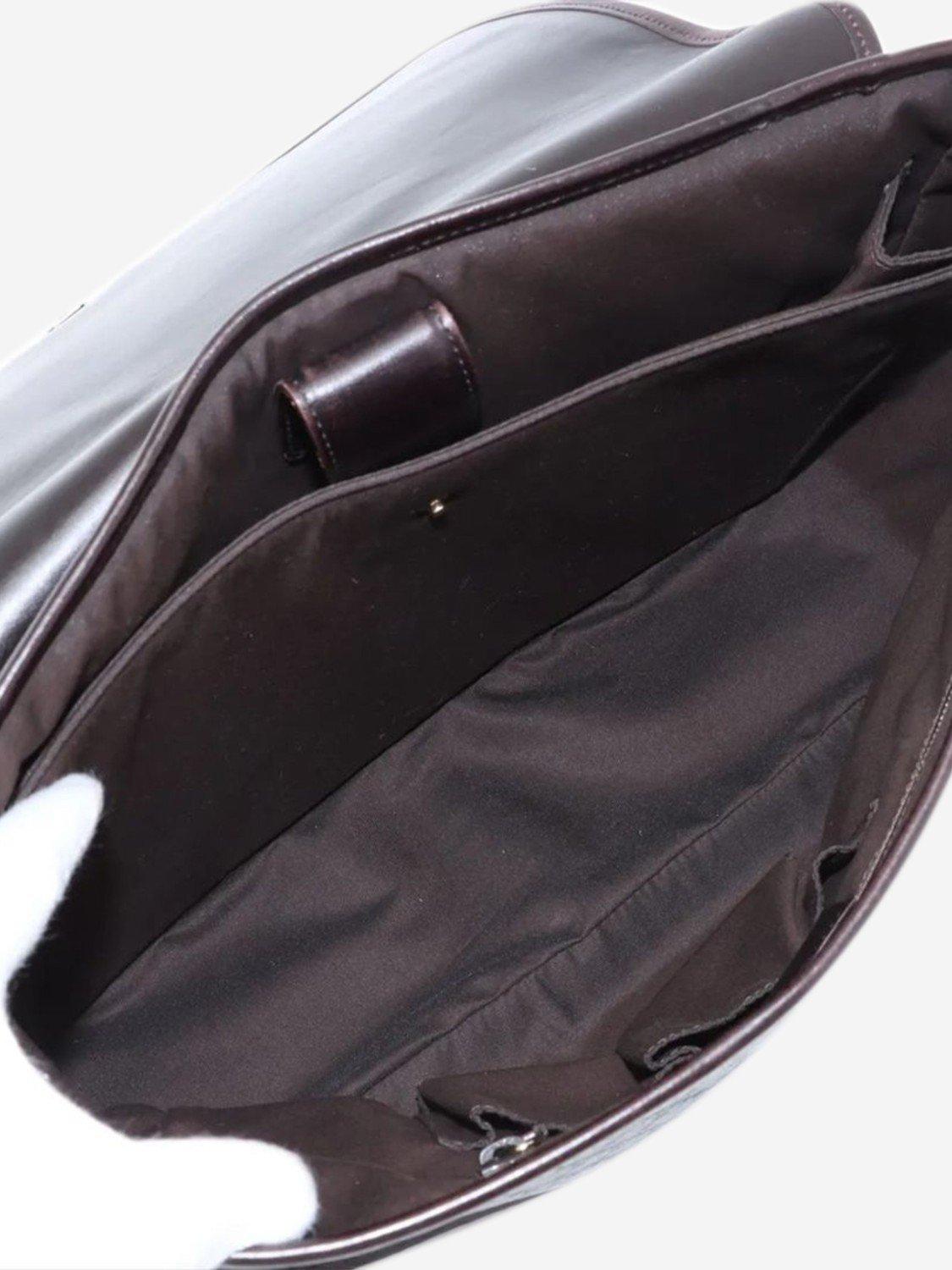 Product image 6 of 10, which shows Pre-loved GUCCI Diamante Leather Messenger Bag, Brown