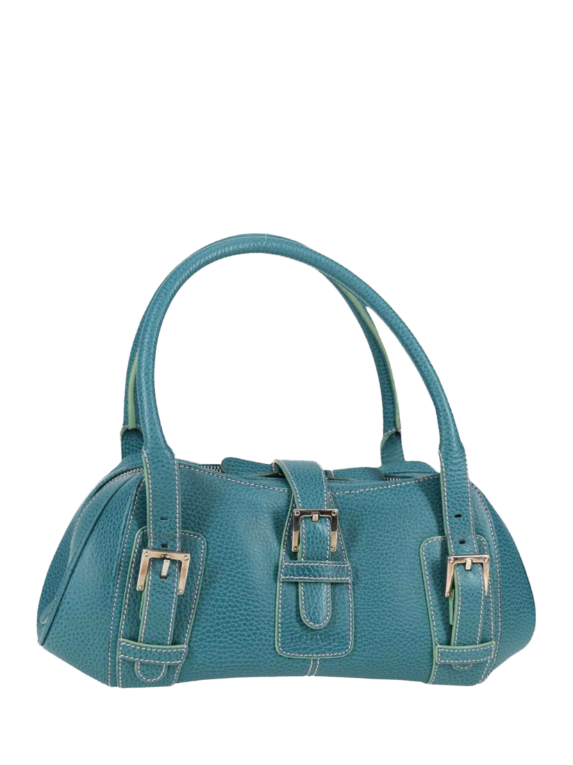 Product image 1 of 10, which shows Pre-loved LOEWE Sender Leather Top Handle Bag, Blue