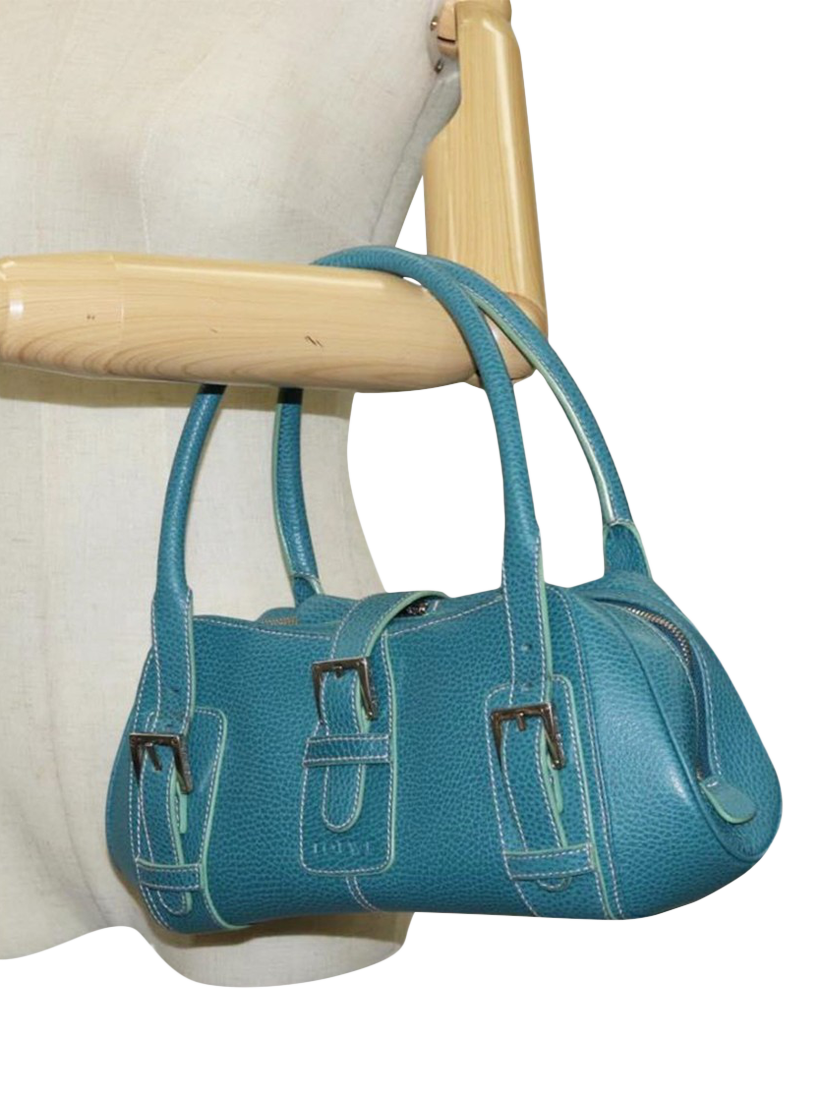 Product image 2 of 10, which shows Pre-loved LOEWE Sender Leather Top Handle Bag, Blue