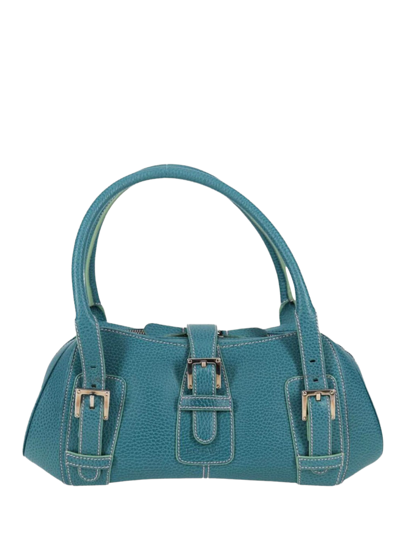 Product image 3 of 10, which shows Pre-loved LOEWE Sender Leather Top Handle Bag, Blue