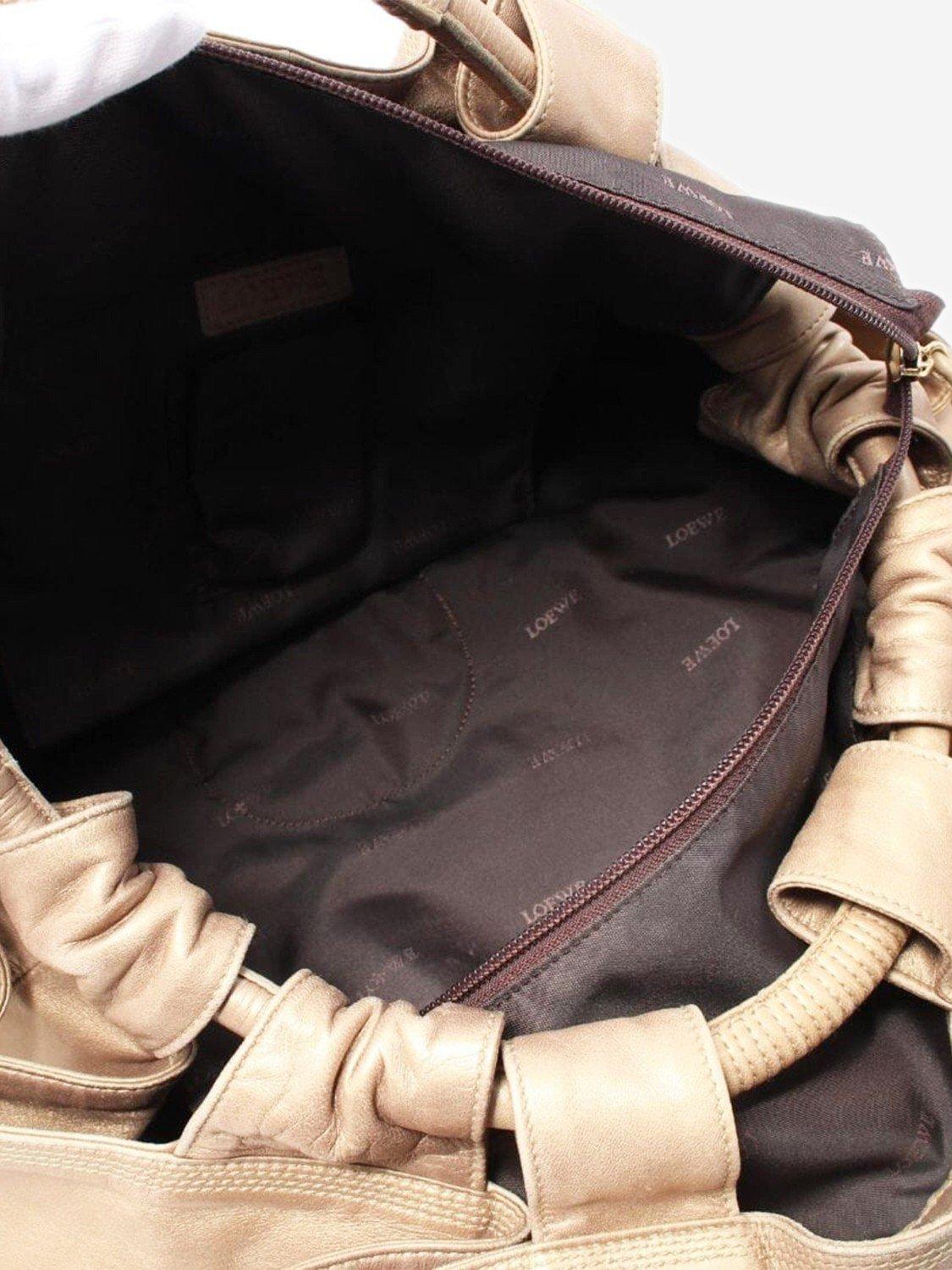 Product image 4 of 10, which shows Pre-loved LOEWE Nappa Aire Gold Hardware Handbag, Gold