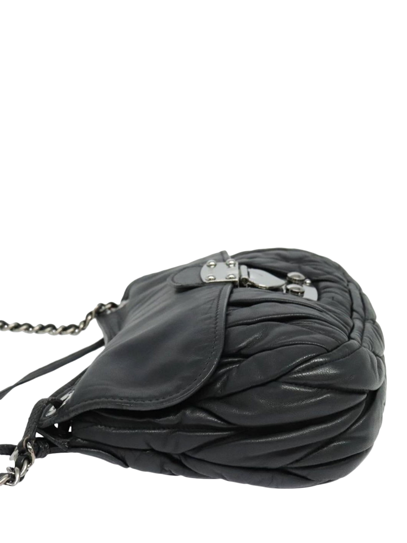 Product image 4 of 10, which shows Pre-loved Miu Miu Matelasse Leather Chain Bag, Black