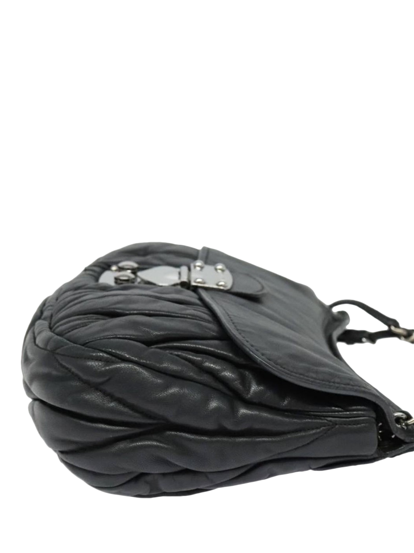 Product image 5 of 10, which shows Pre-loved Miu Miu Matelasse Leather Chain Bag, Black
