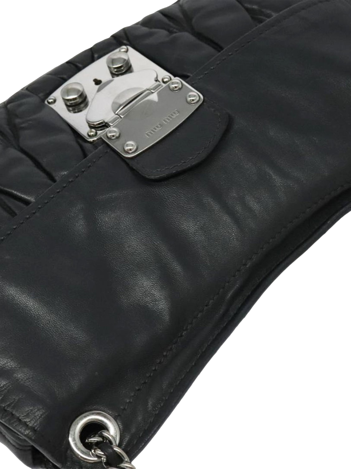 Product image 7 of 10, which shows Pre-loved Miu Miu Matelasse Leather Chain Bag, Black