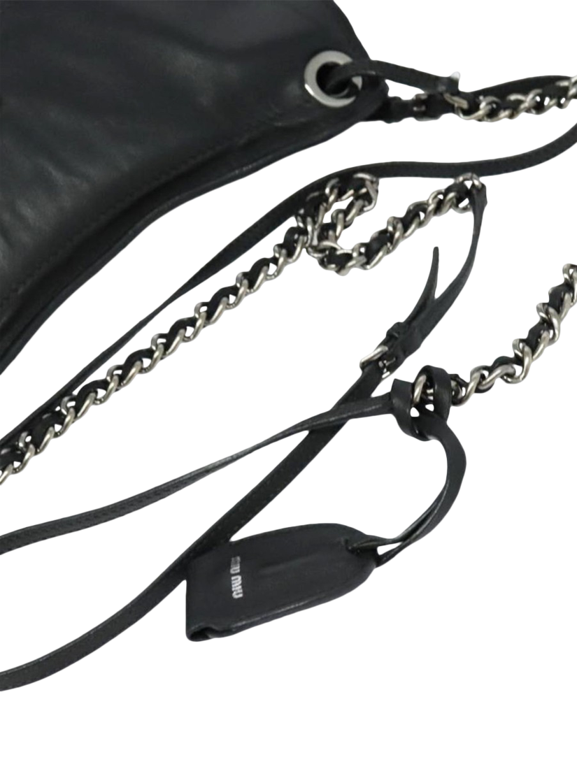 Product image 8 of 10, which shows Pre-loved Miu Miu Matelasse Leather Chain Bag, Black