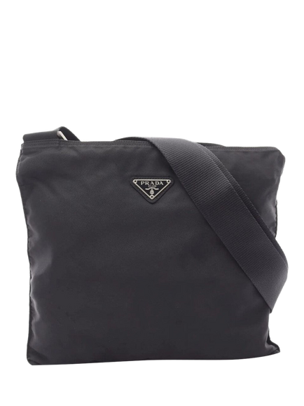 Pre-loved Prada Re-Nylon Silver Hardware Shoulder Bag, Black, Black