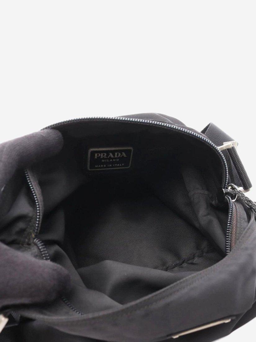Product image 3 of 9, which shows Pre-loved Prada Re-Nylon Silver Hardware Shoulder Bag, Black